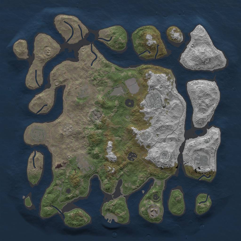 Rust Map: Procedural Map, Size: 4000, Seed: 54388699, 13 Monuments