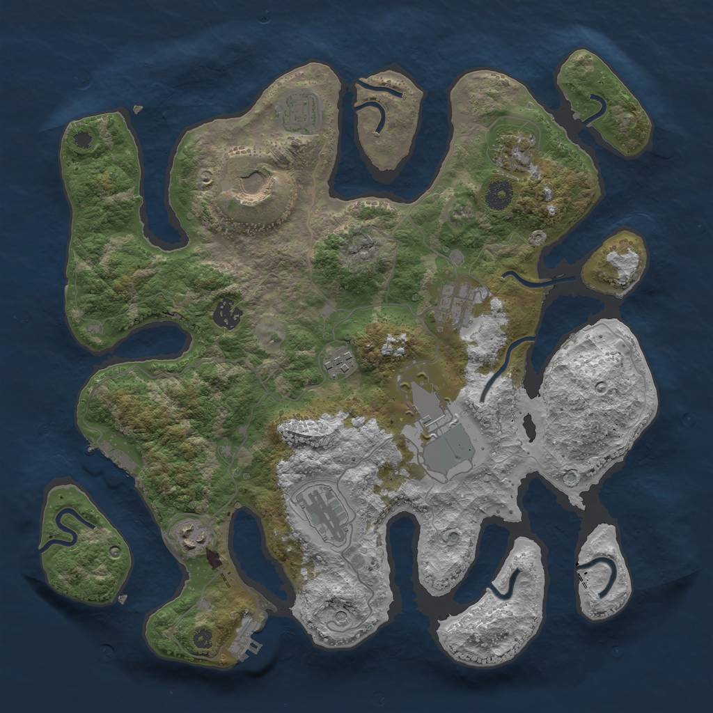 Rust Map: Procedural Map, Size: 3700, Seed: 1026072653, 14 Monuments