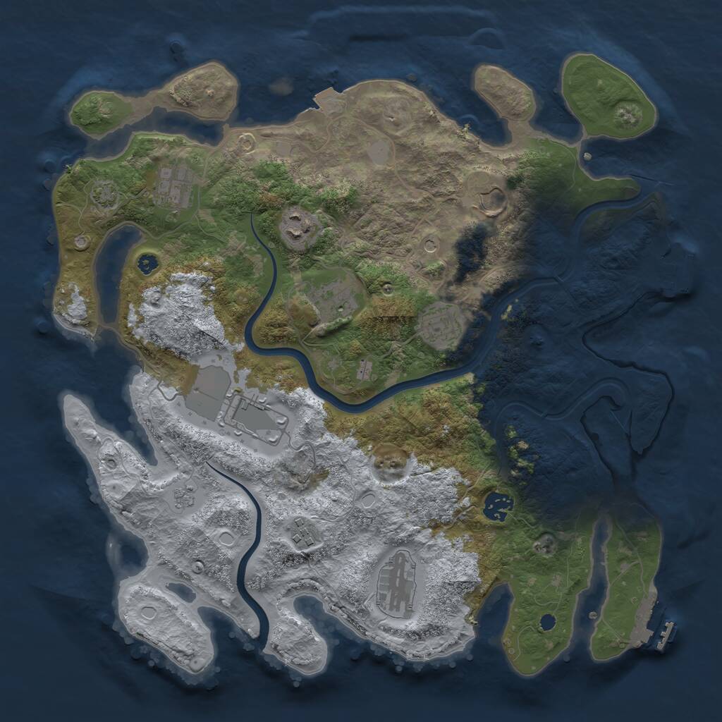 Rust Map: Procedural Map, Size: 3700, Seed: 1687679513, 15 Monuments