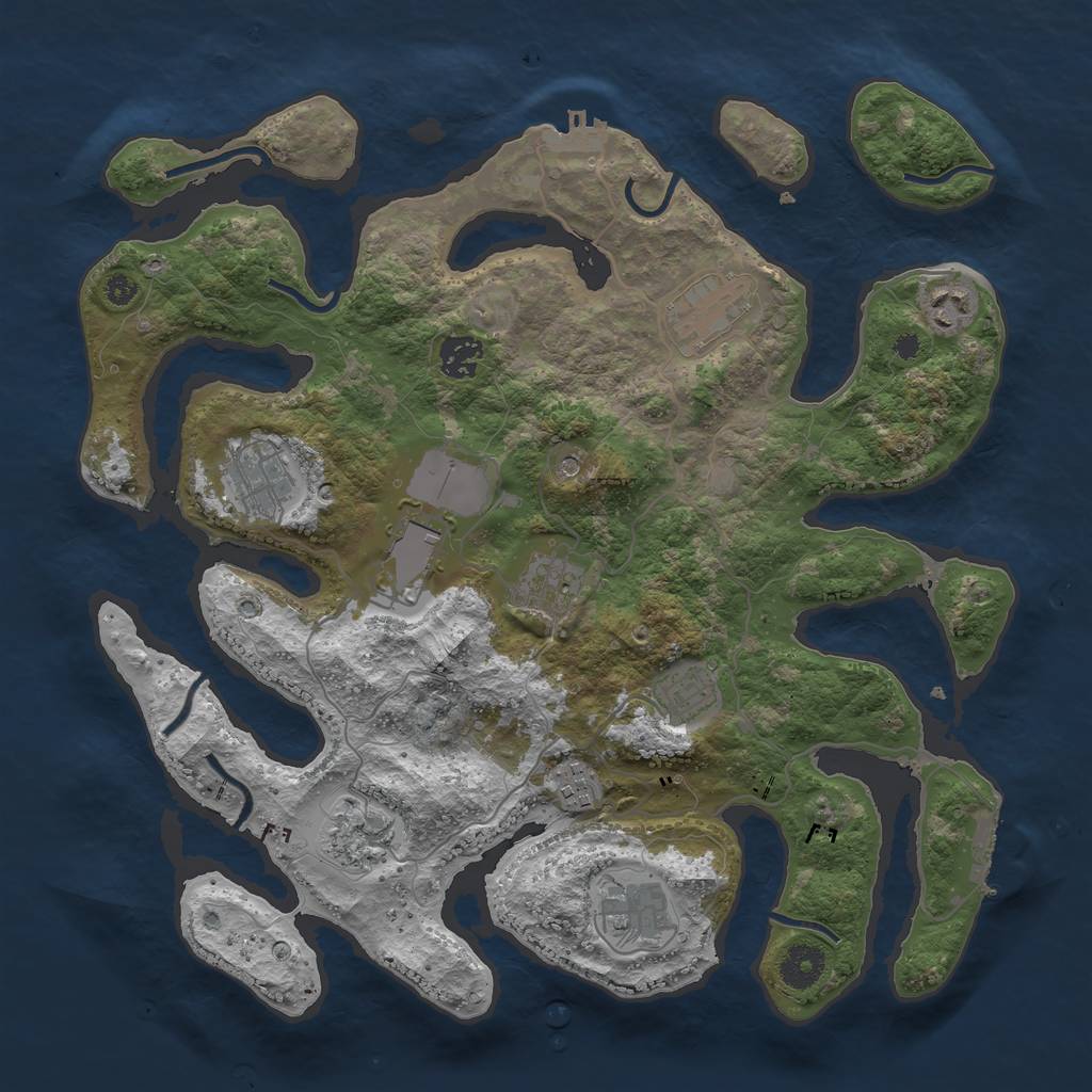 Rust Map: Procedural Map, Size: 3700, Seed: 1687679513, 15 Monuments