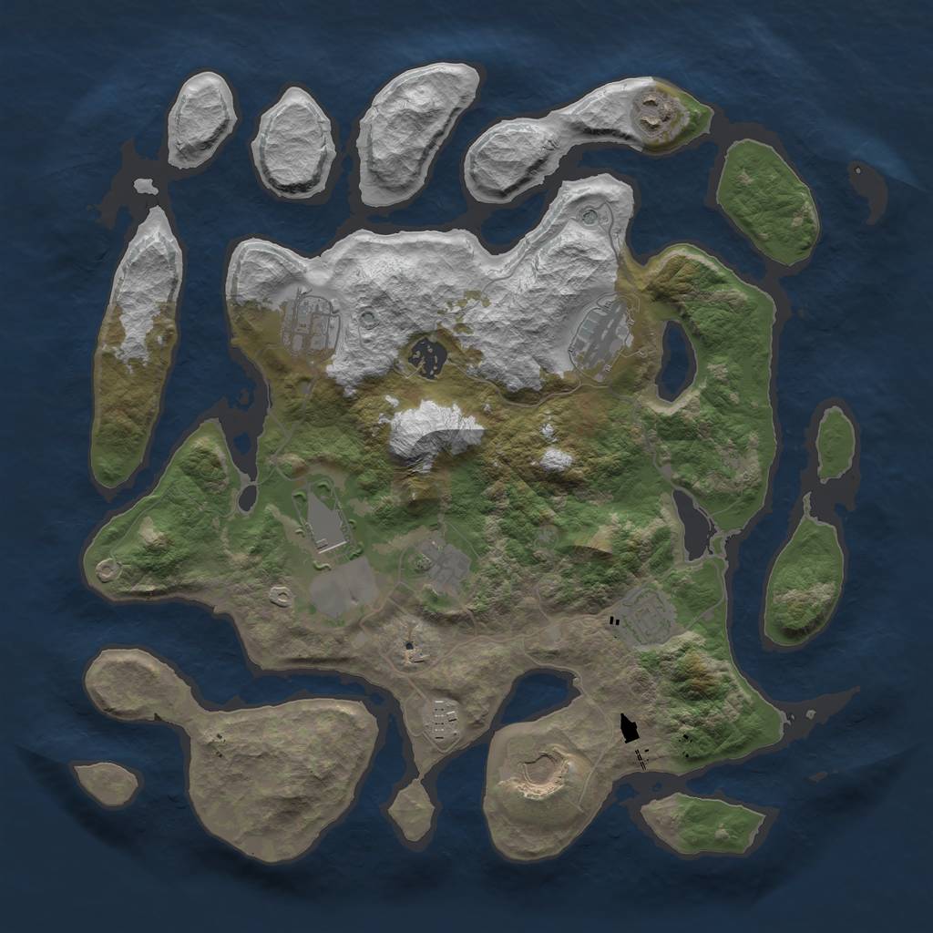 Rust Map: Barren, Size: 3700, Seed: 2345346, 12 Monuments