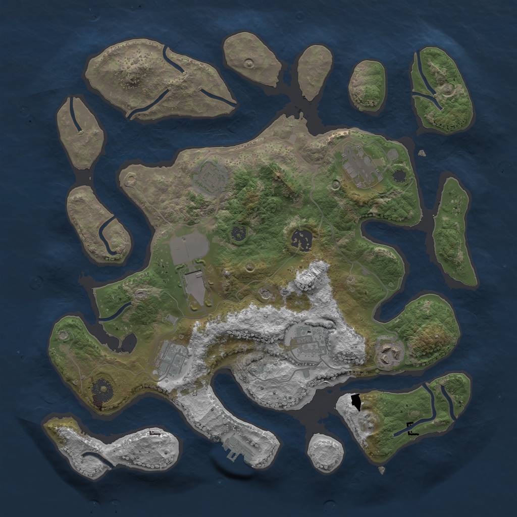 Rust Map: Procedural Map, Size: 3500, Seed: 96515, 11 Monuments