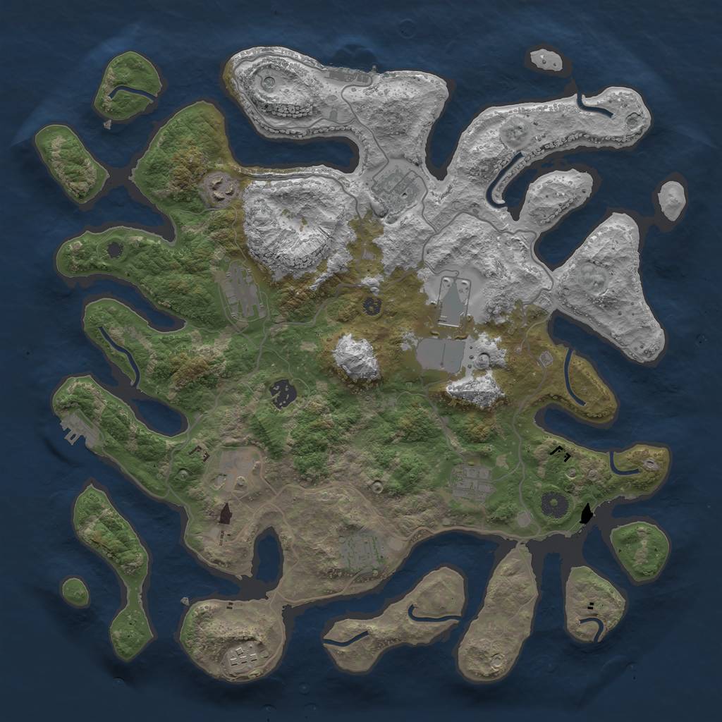 Rust Map: Procedural Map, Size: 4000, Seed: 98115785, 14 Monuments