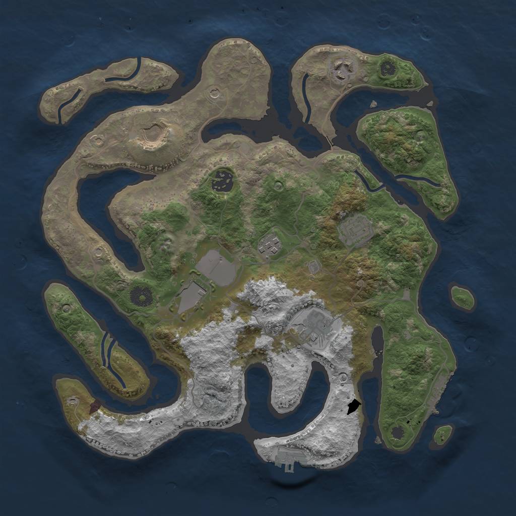 Rust Map: Procedural Map, Size: 3500, Seed: 965149, 12 Monuments