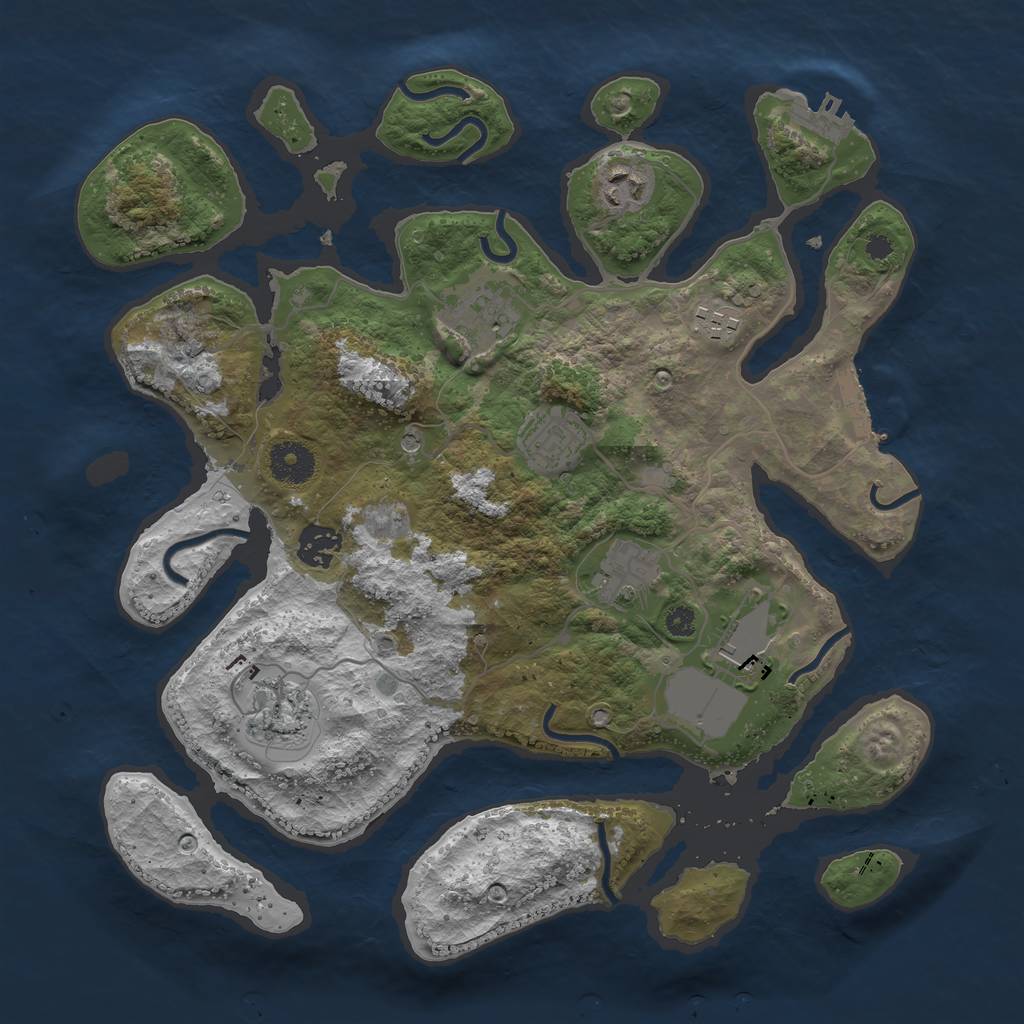 Rust Map: Procedural Map, Size: 3500, Seed: 21232079, 13 Monuments