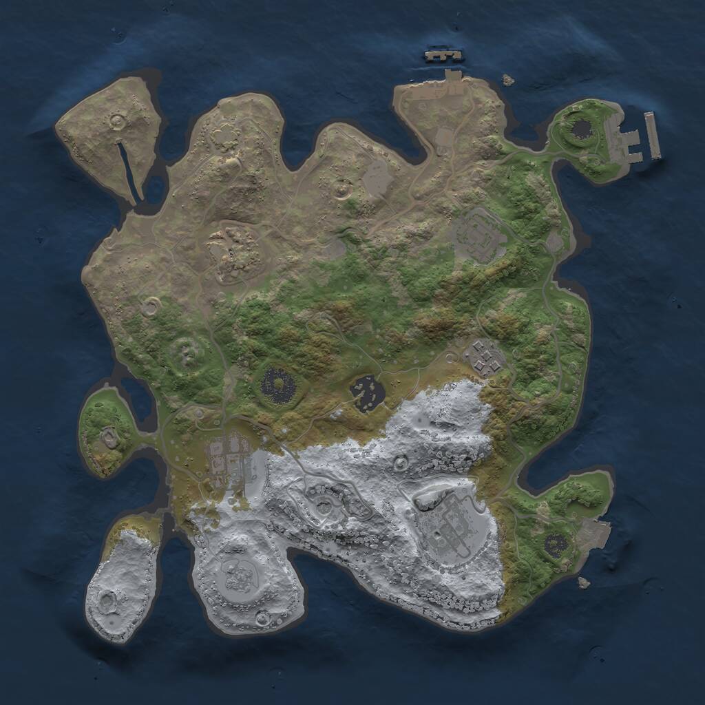 Rust Map: Procedural Map, Size: 3000, Seed: 1754, 12 Monuments