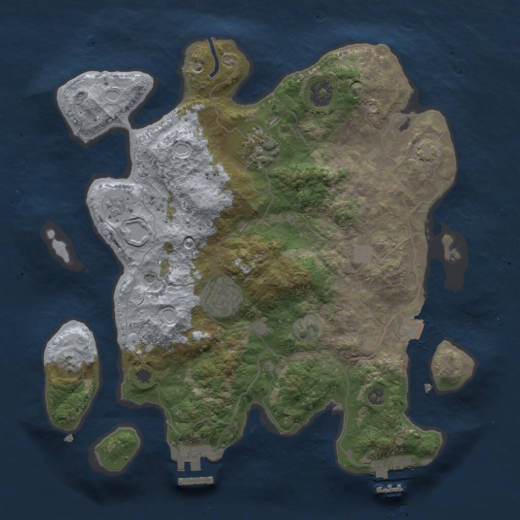 Rust Map: Procedural Map, Size: 3000, Seed: 2422158, 8 Monuments