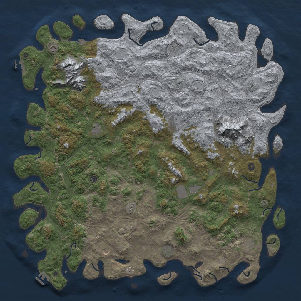 Rust Map: Procedural Map, Size: 6000, Seed: 1249090449, 17 Monuments