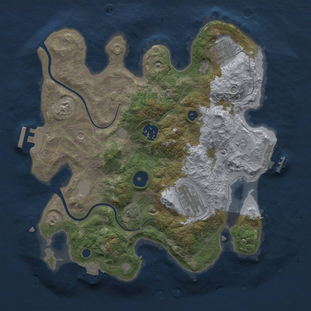 Rust Map: Procedural Map, Size: 3000, Seed: 85674, 9 Monuments