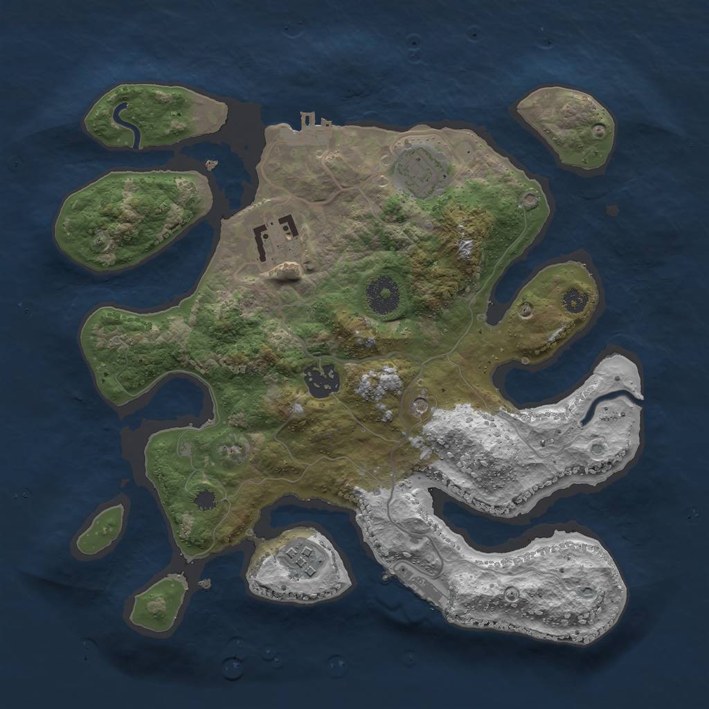 Rust Map: Procedural Map, Size: 3000, Seed: 129163537, 9 Monuments