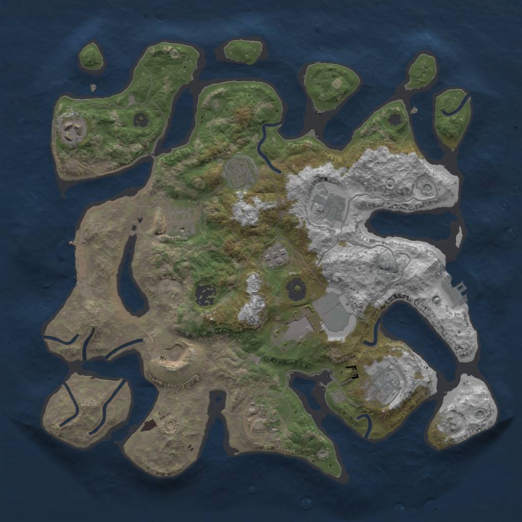 Rust Map: Procedural Map, Size: 3600, Seed: 172681761, 15 Monuments