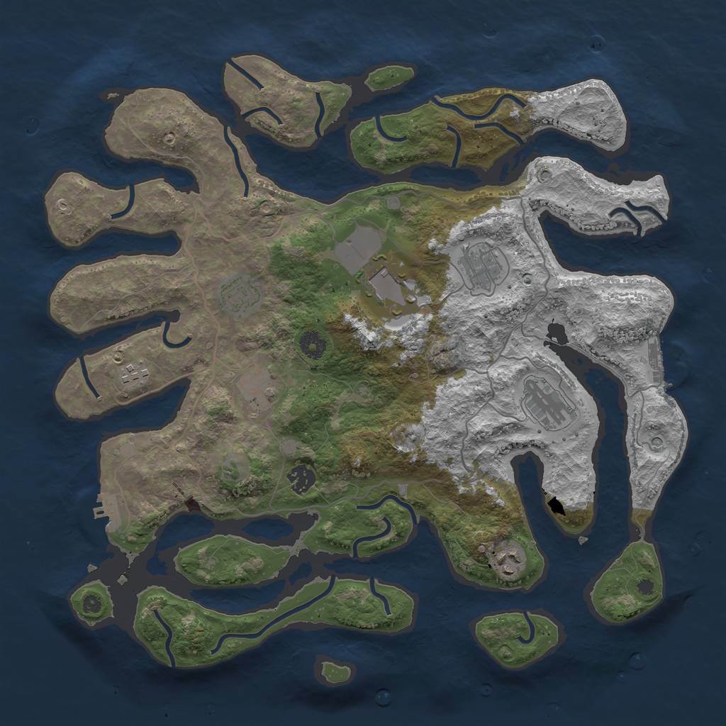 Rust Map: Procedural Map, Size: 4000, Seed: 475298037, 13 Monuments
