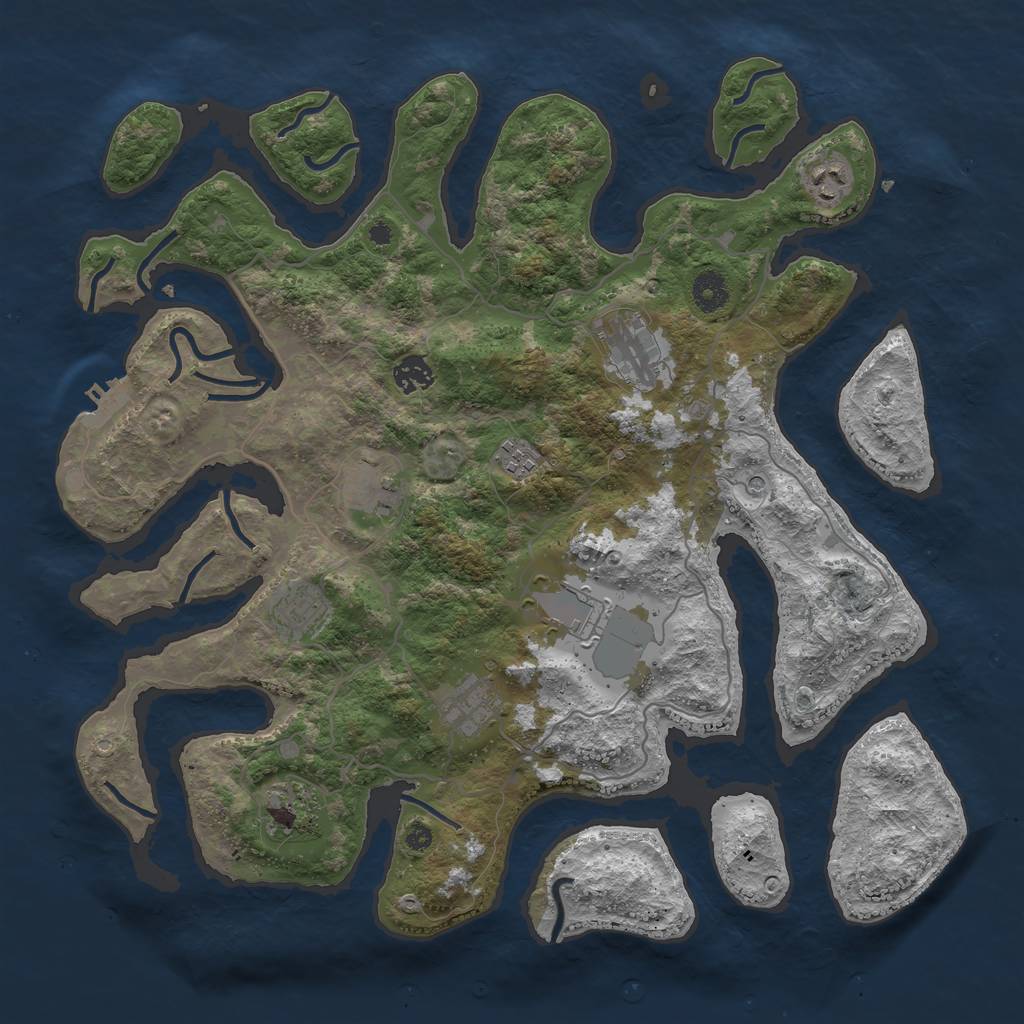 Rust Map: Procedural Map, Size: 4000, Seed: 49785, 13 Monuments