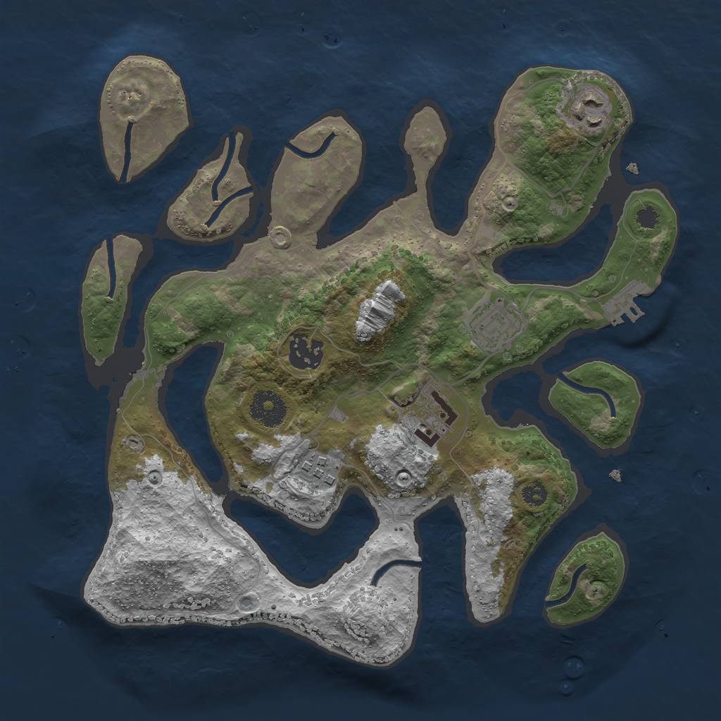 Rust Map: Procedural Map, Size: 3000, Seed: 109976768, 8 Monuments