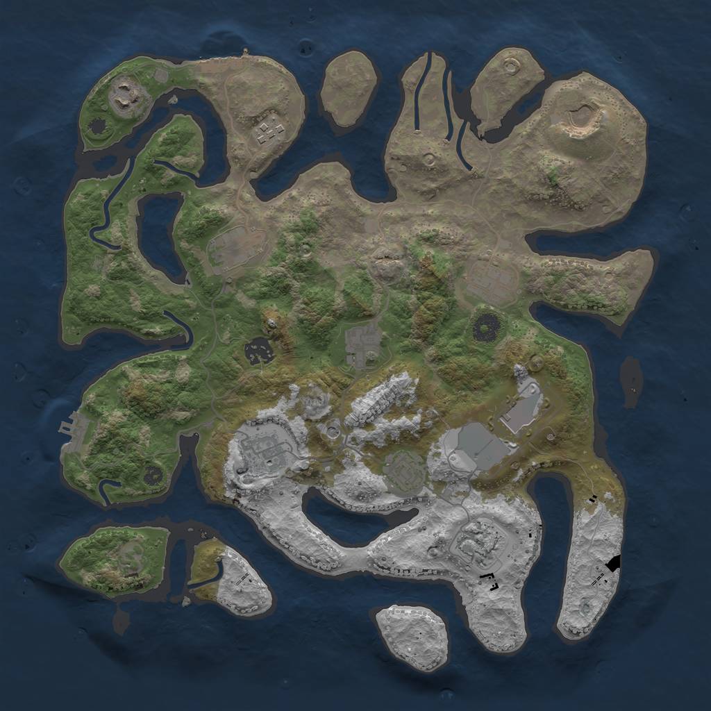 Rust Map: Procedural Map, Size: 3750, Seed: 217431258, 16 Monuments