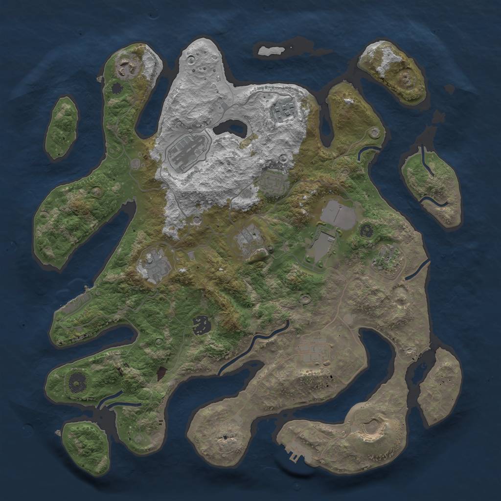 Rust Map: Procedural Map, Size: 3850, Seed: 1711476181, 16 Monuments