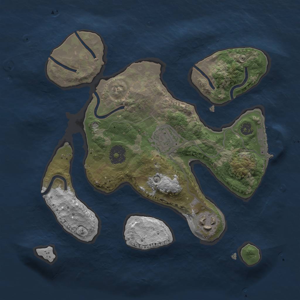 Rust Map: Procedural Map, Size: 2500, Seed: 1169411761, 5 Monuments