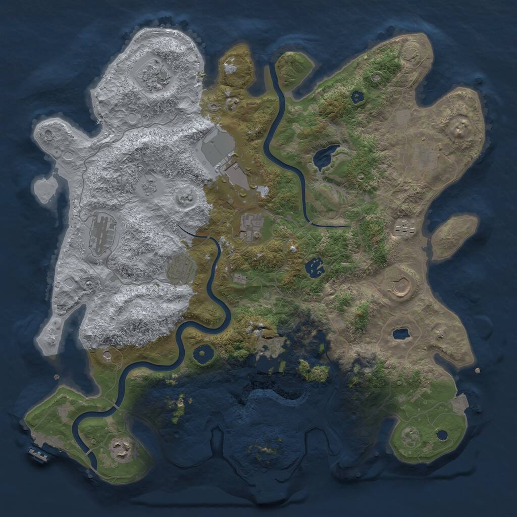 Rust Map: Procedural Map, Size: 4000, Seed: 884174465, 17 Monuments