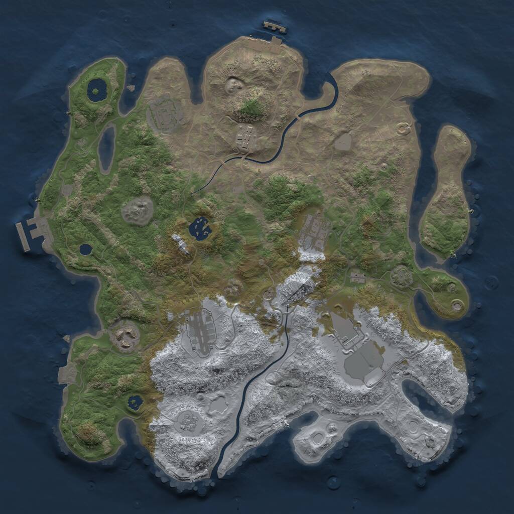 Rust Map: Procedural Map, Size: 3500, Seed: 568108656, 13 Monuments