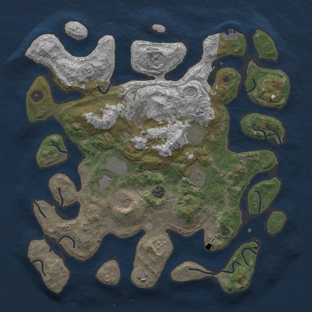 Rust Map: Procedural Map, Size: 4000, Seed: 654329871, 12 Monuments