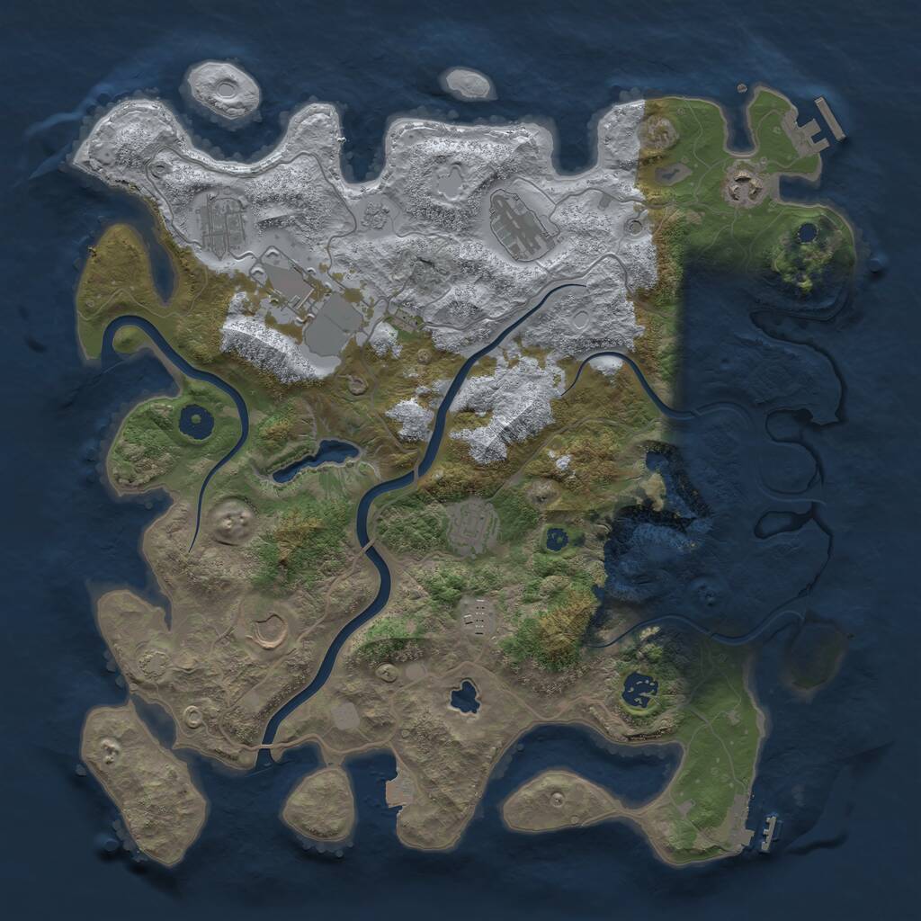 Rust Map: Procedural Map, Size: 4000, Seed: 654329871, 14 Monuments