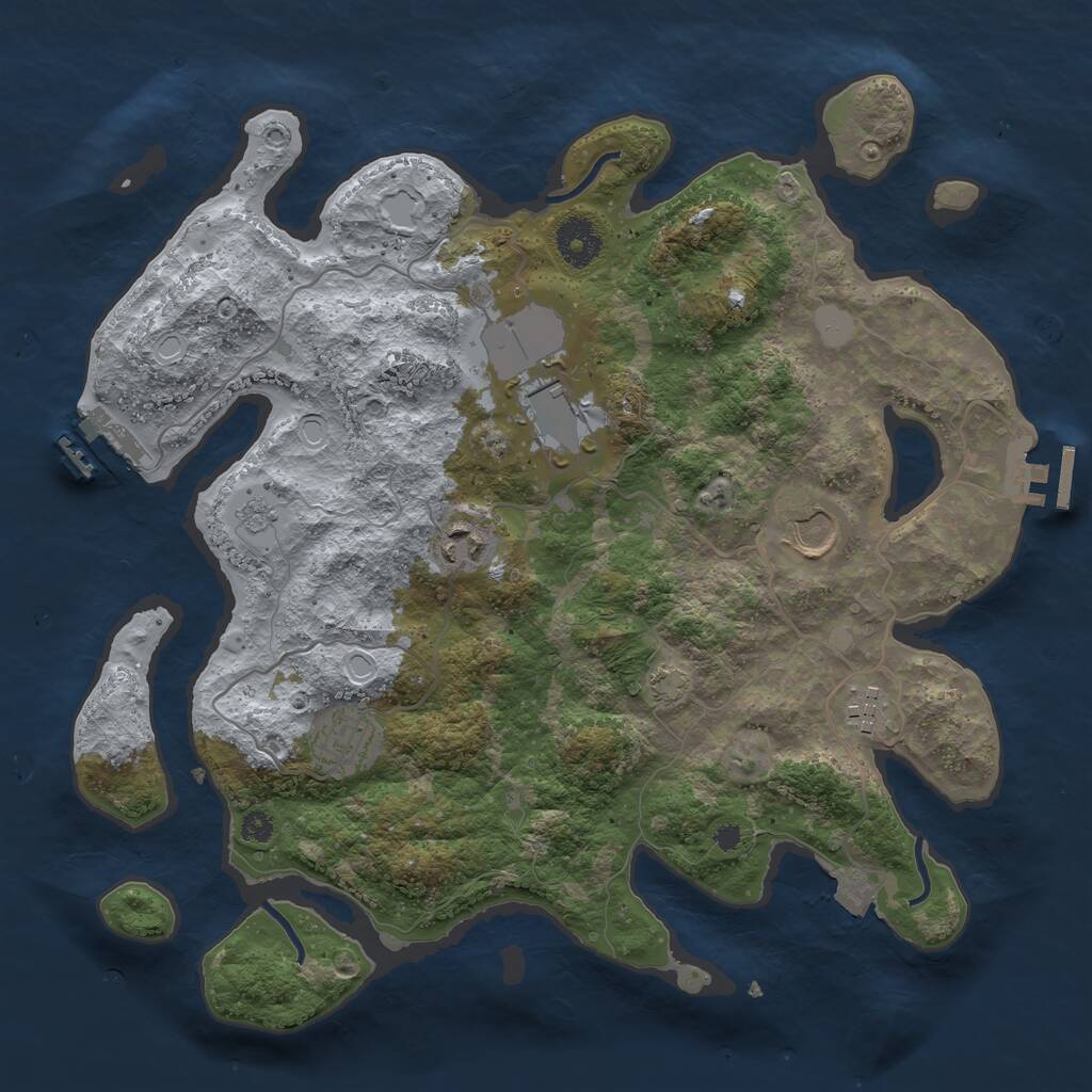 Rust Map: Procedural Map, Size: 3500, Seed: 855279422, 10 Monuments