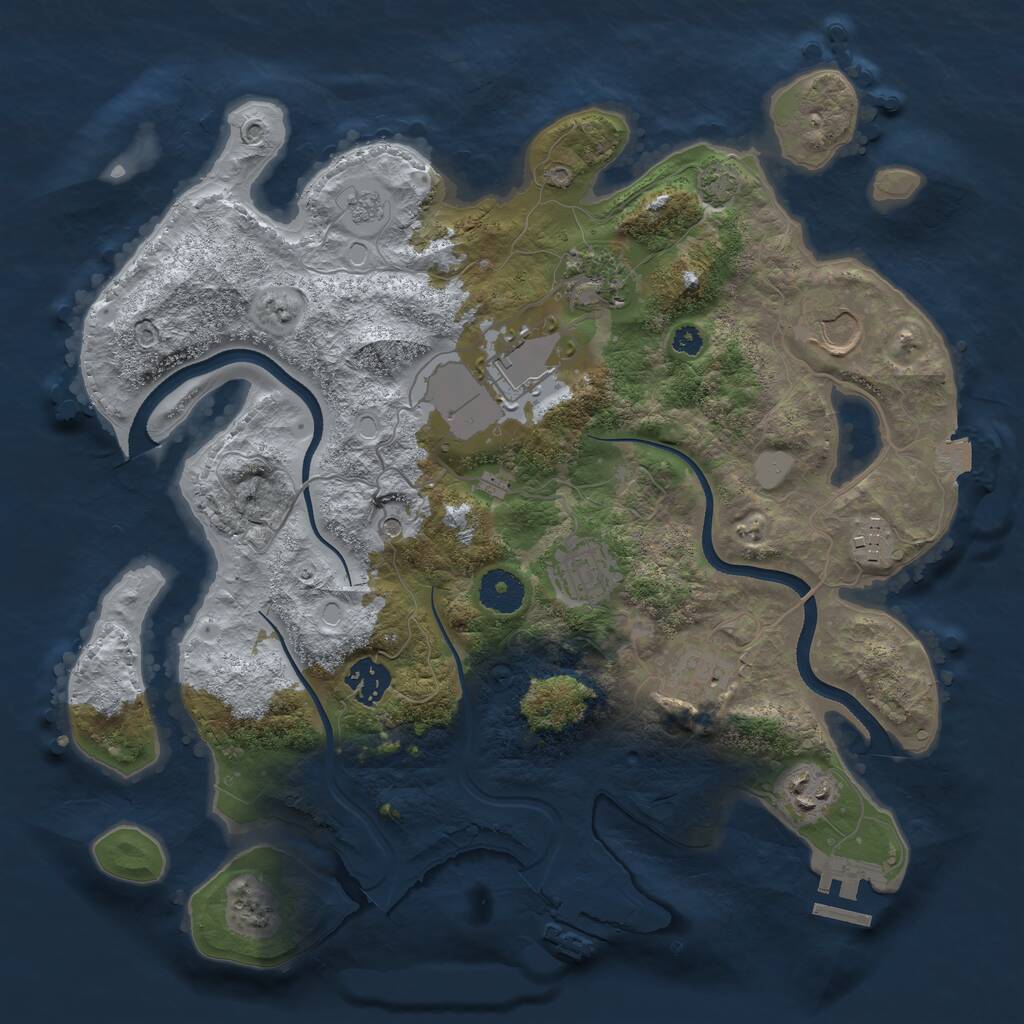 Rust Map: Procedural Map, Size: 3500, Seed: 855279422, 14 Monuments
