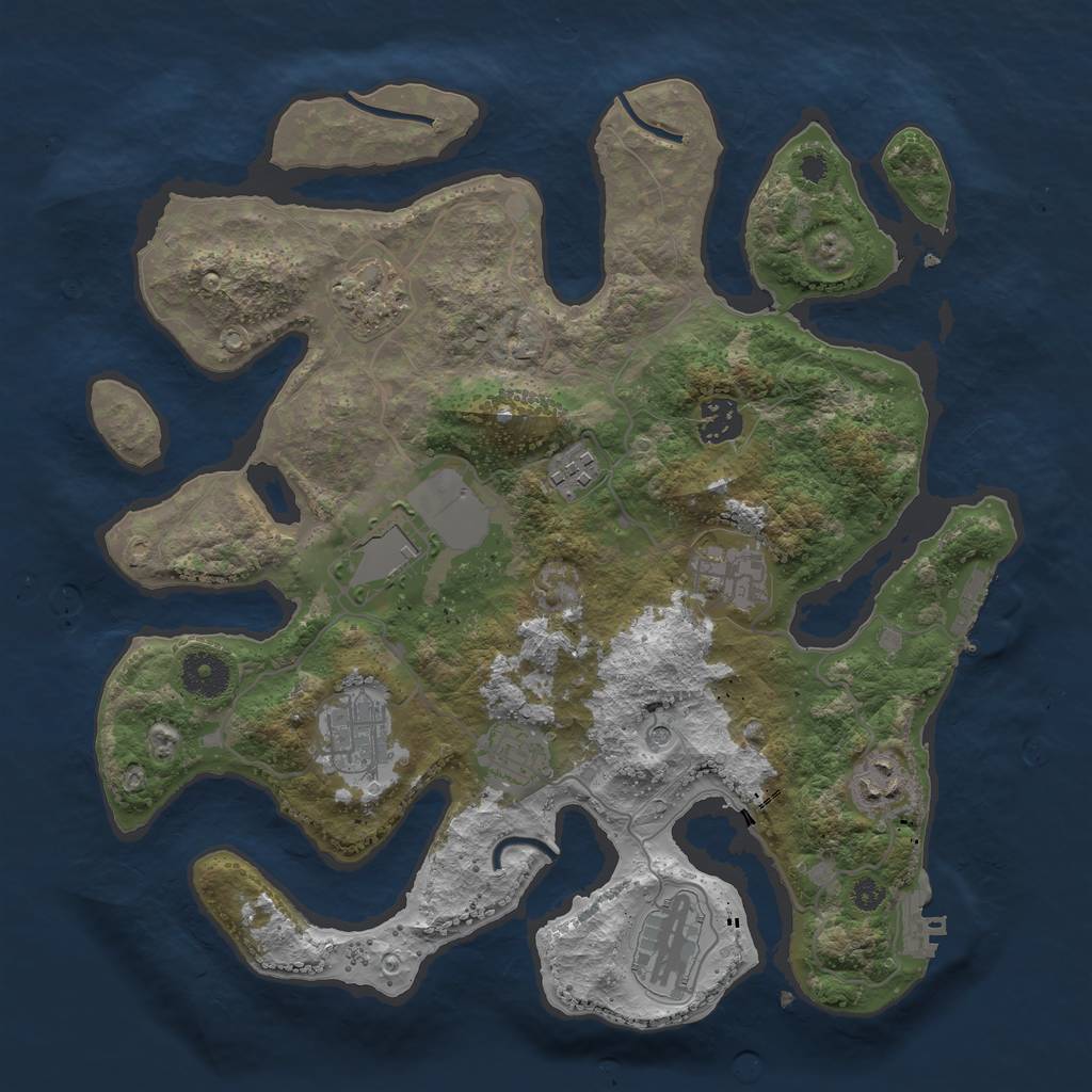 Rust Map: Procedural Map, Size: 3500, Seed: 32425, 14 Monuments