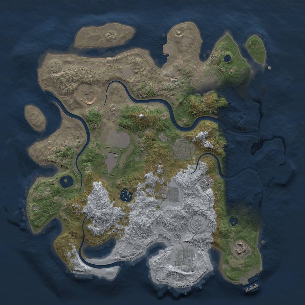 Rust Map: Procedural Map, Size: 3500, Seed: 32425, 15 Monuments