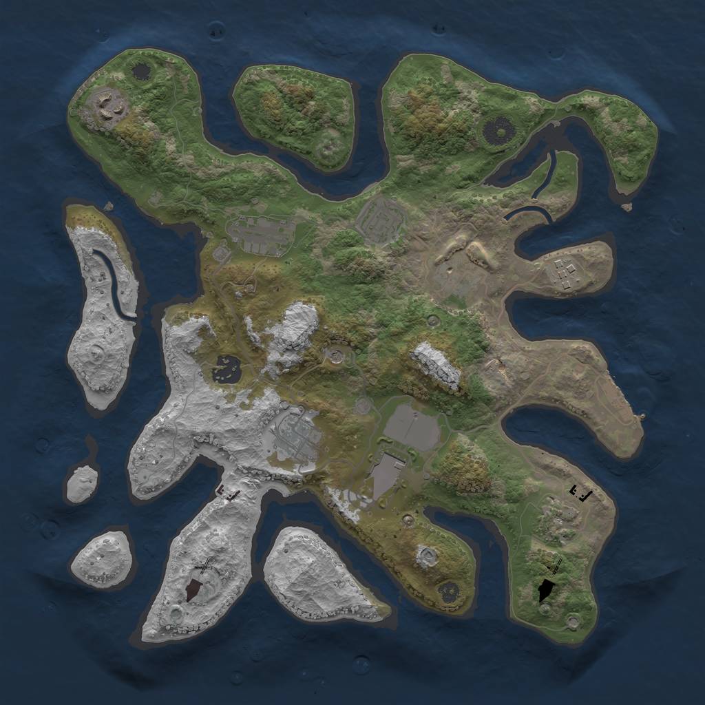 Rust Map: Procedural Map, Size: 3500, Seed: 1652402176, 13 Monuments