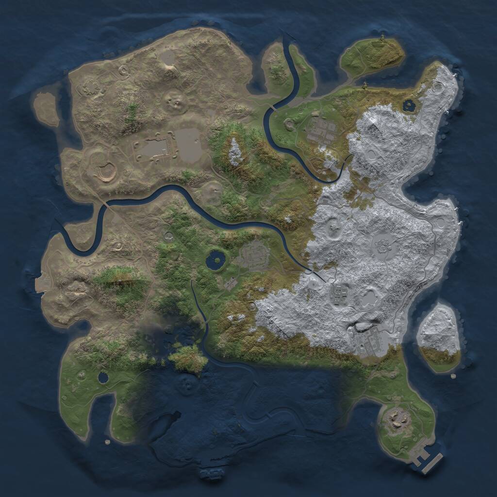 Rust Map: Procedural Map, Size: 3850, Seed: 179400546, 14 Monuments