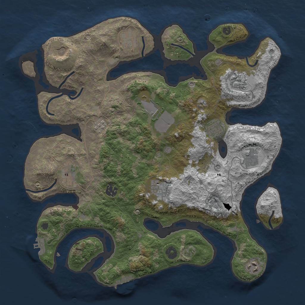 Rust Map: Procedural Map, Size: 3850, Seed: 179400546, 16 Monuments