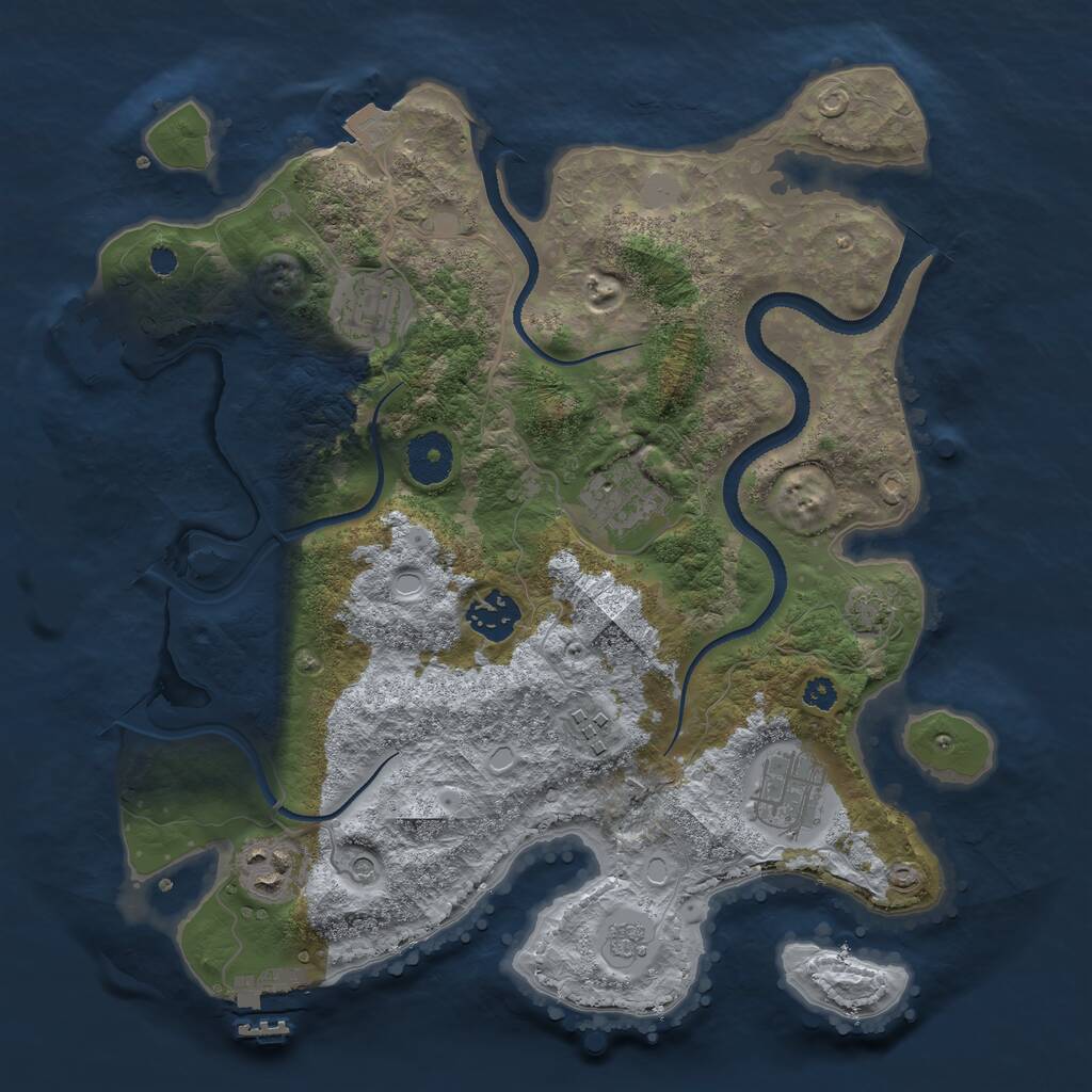 Rust Map: Procedural Map, Size: 3300, Seed: 645953485, 12 Monuments