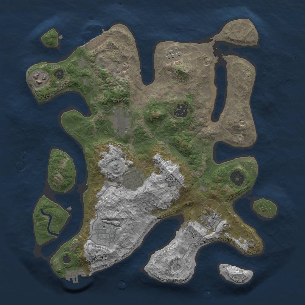 Rust Map: Procedural Map, Size: 3300, Seed: 645953485, 12 Monuments