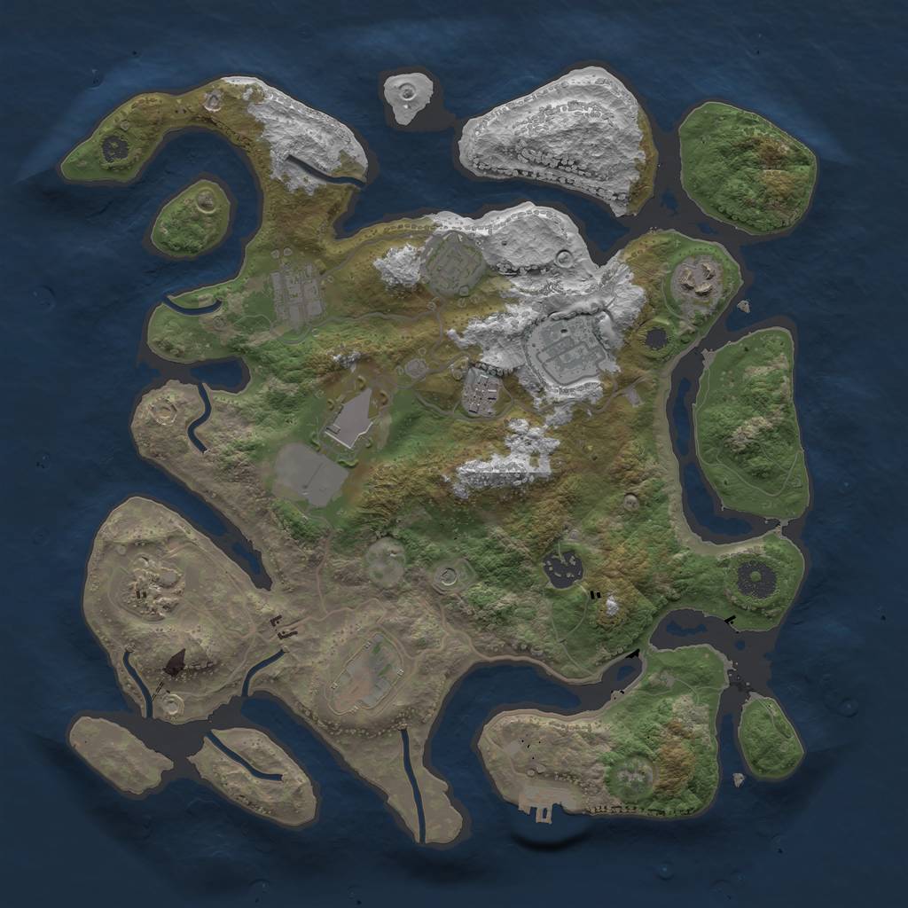 Rust Map: Procedural Map, Size: 3500, Seed: 2138967786, 13 Monuments