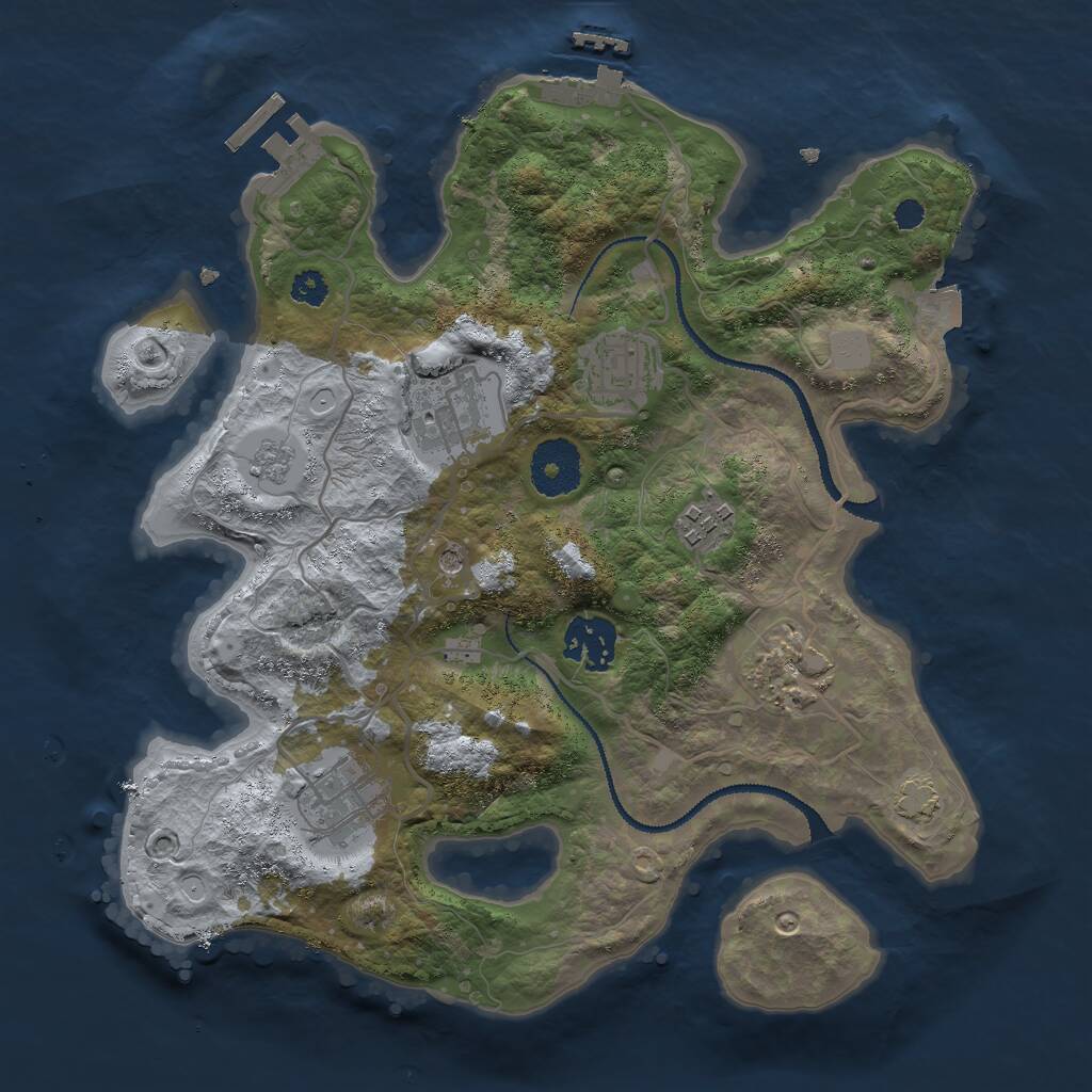 Rust Map: Procedural Map, Size: 3000, Seed: 567623927, 12 Monuments