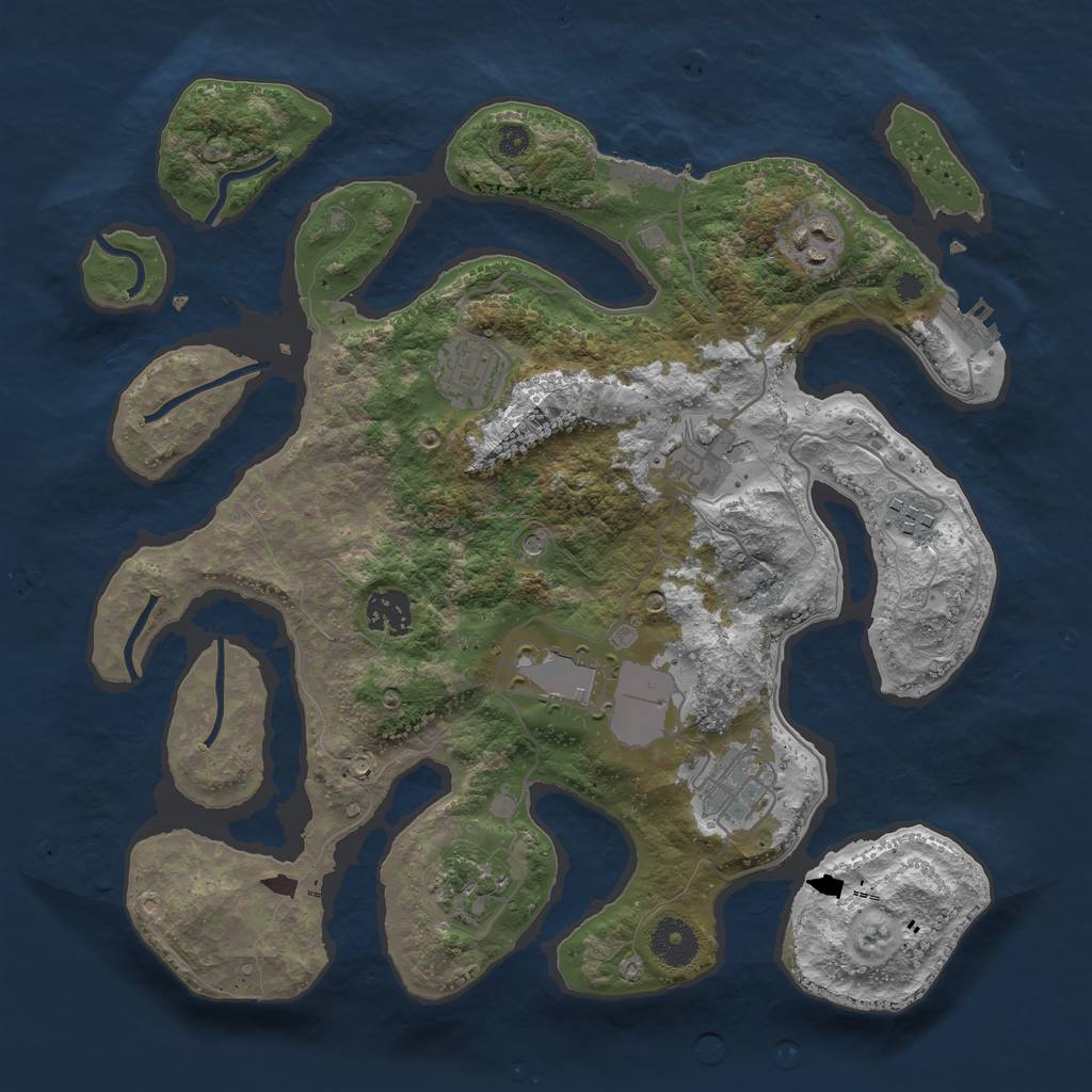 Rust Map: Procedural Map, Size: 3500, Seed: 7613482, 13 Monuments