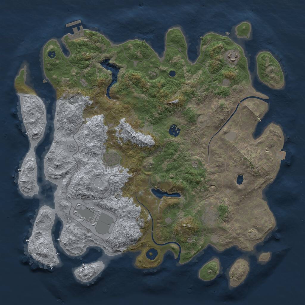 Rust Map: Procedural Map, Size: 4000, Seed: 749824057, 10 Monuments