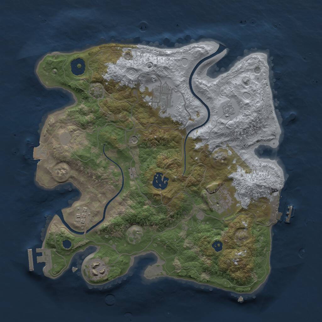 Rust Map: Procedural Map, Size: 3000, Seed: 102647386, 11 Monuments