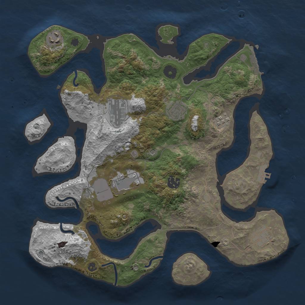 Rust Map: Procedural Map, Size: 3500, Seed: 567623927, 12 Monuments