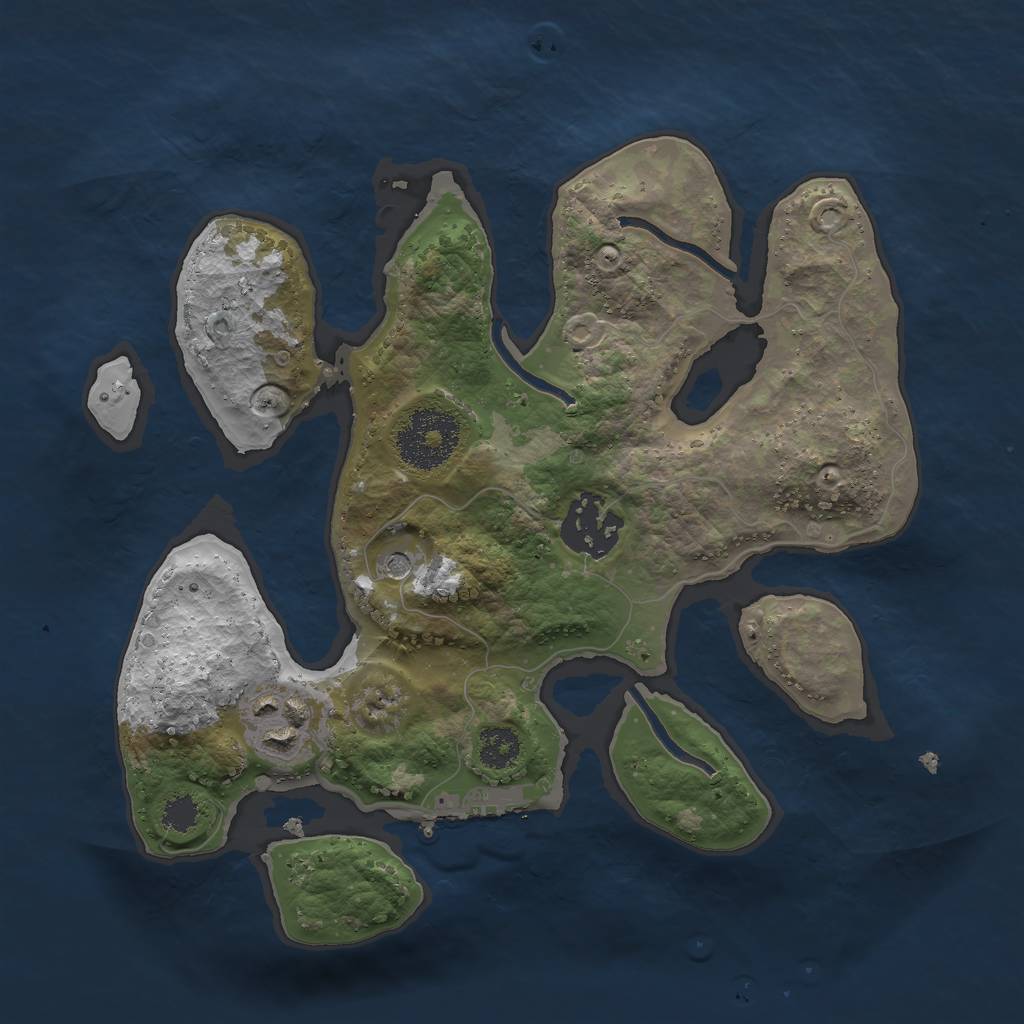 Rust Map: Procedural Map, Size: 2500, Seed: 445643, 6 Monuments