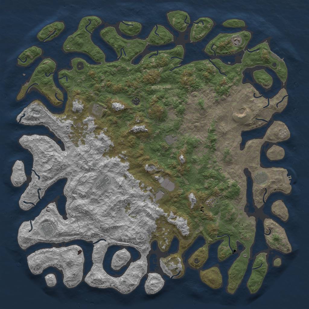 Rust Map: Procedural Map, Size: 6000, Seed: 7886, 16 Monuments