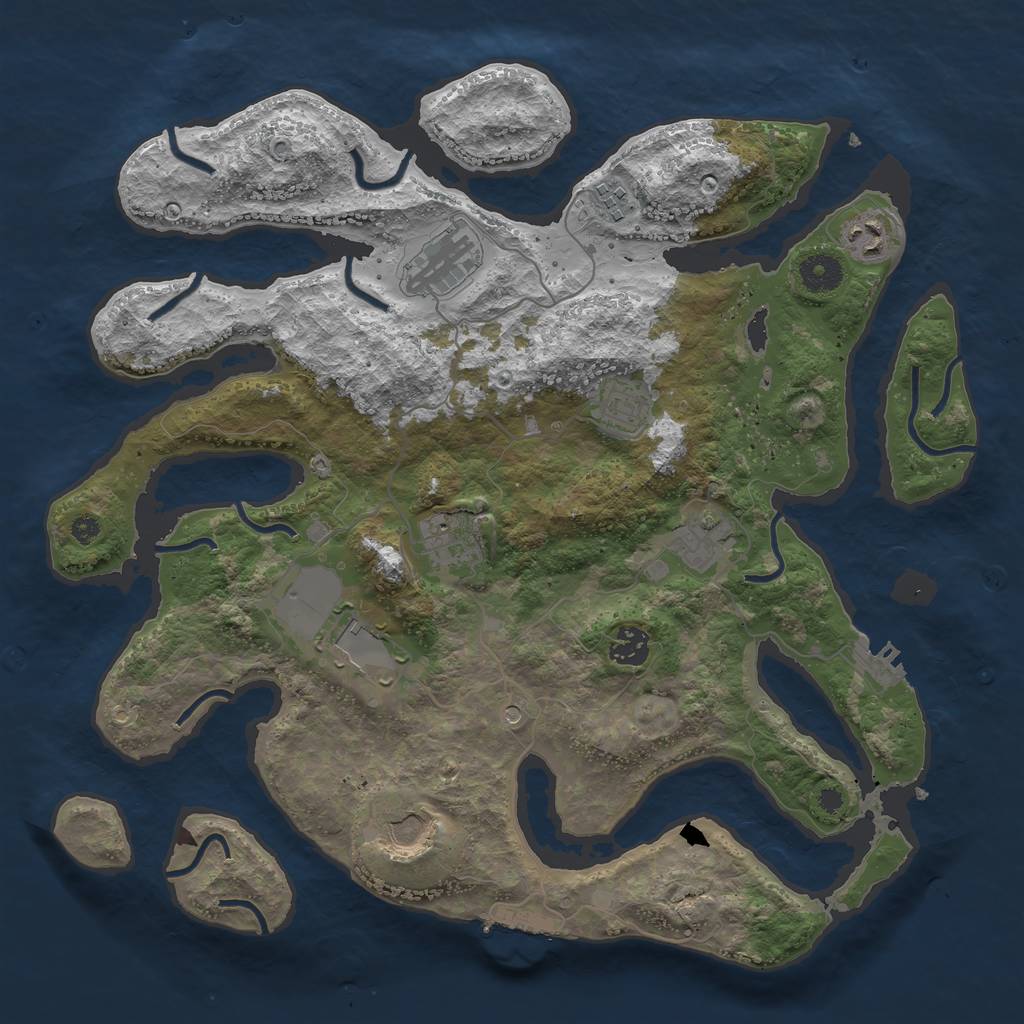 Rust Map: Procedural Map, Size: 3800, Seed: 382365907, 14 Monuments