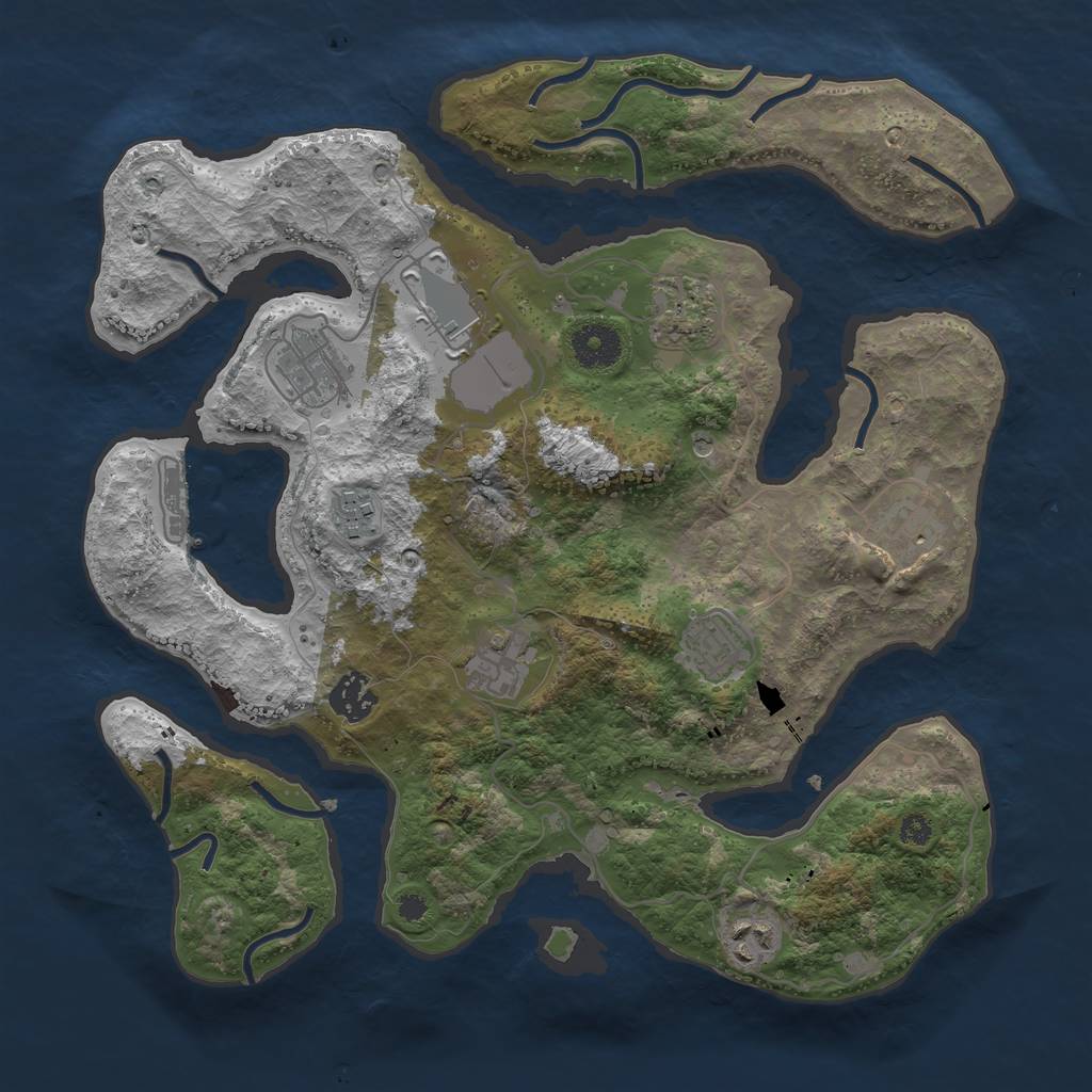 Rust Map: Procedural Map, Size: 3500, Seed: 120520079, 13 Monuments