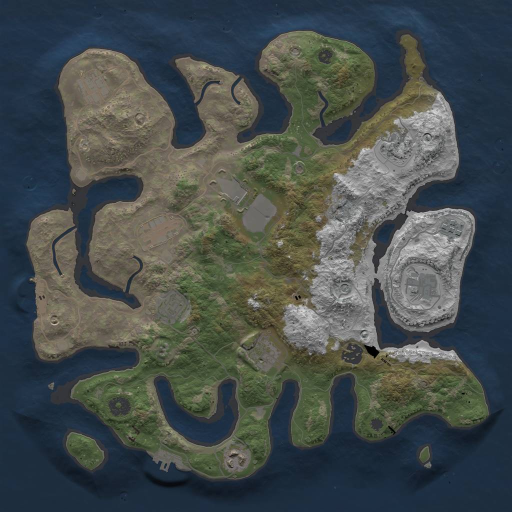 Rust Map: Procedural Map, Size: 3700, Seed: 1927225694, 15 Monuments