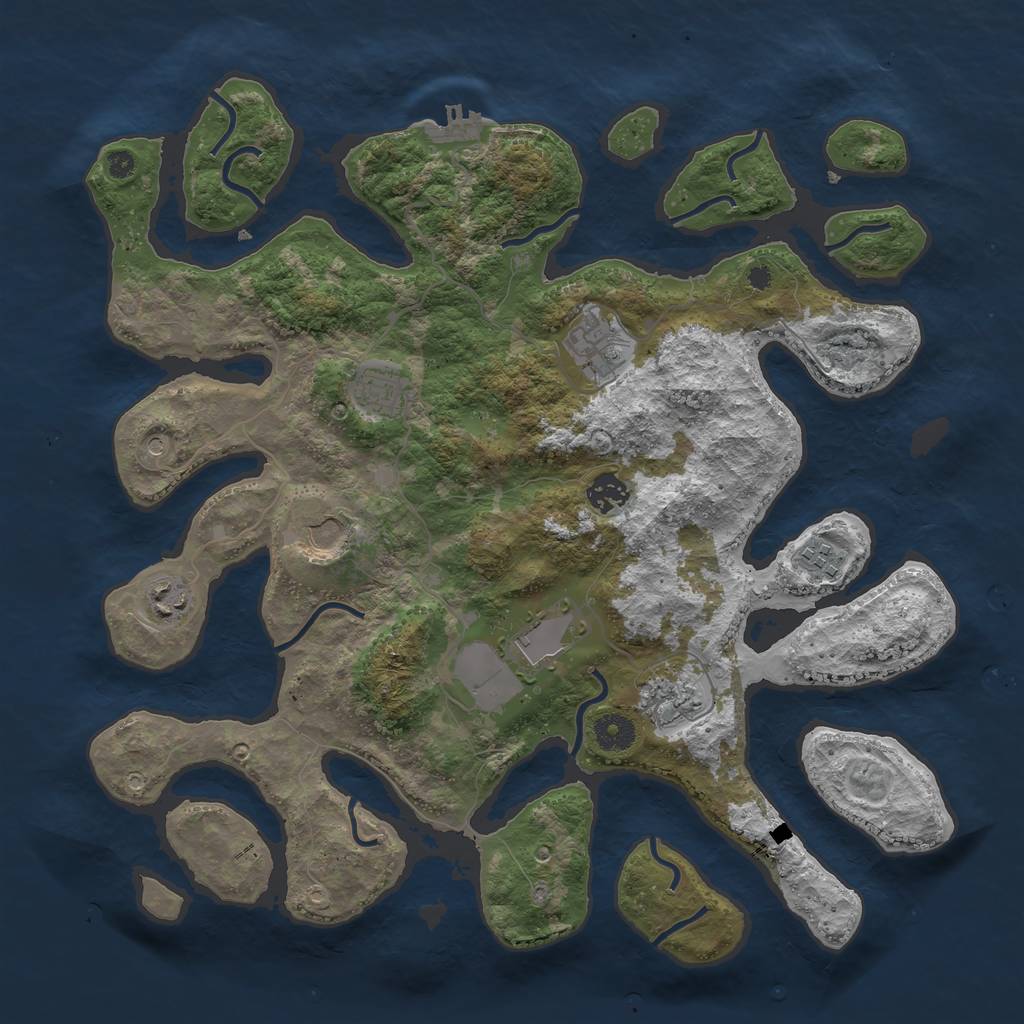 Rust Map: Procedural Map, Size: 3900, Seed: 9845125, 12 Monuments