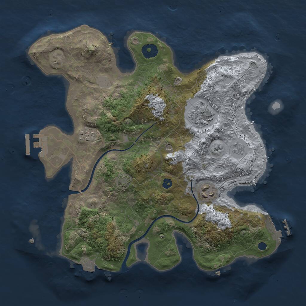 Rust Map: Procedural Map, Size: 3000, Seed: 2422180, 9 Monuments