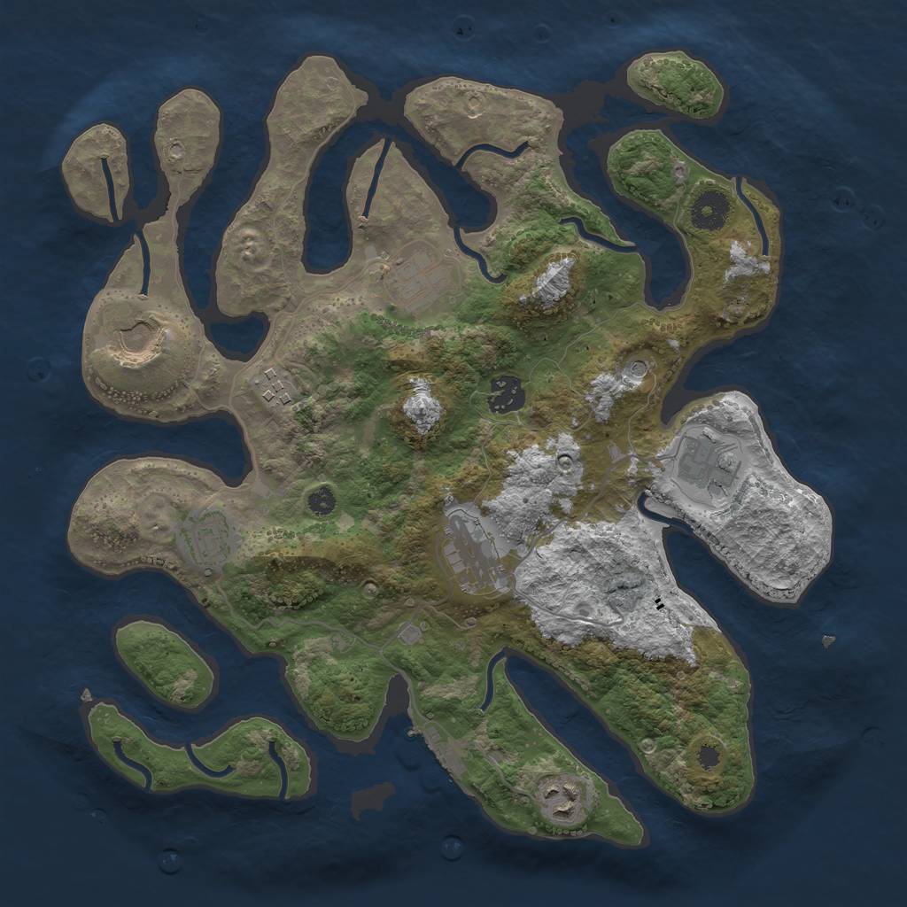 Rust Map: Procedural Map, Size: 3500, Seed: 60125, 12 Monuments
