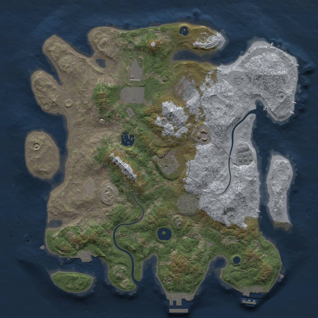 Rust Map: Procedural Map, Size: 3500, Seed: 12962, 13 Monuments