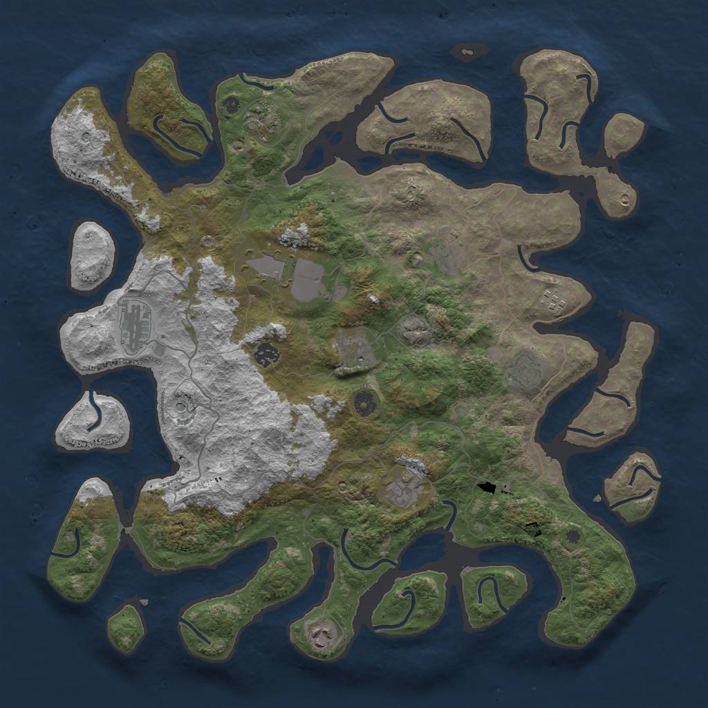 Rust Map: Procedural Map, Size: 4500, Seed: 22319345, 13 Monuments
